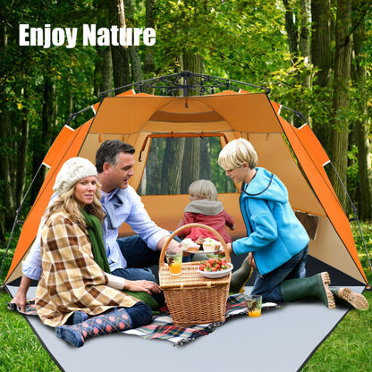 Professional title: "Portable Sun Shelter with UPF 50+ Protection for 3-4 People - Easy Pop Up Beach Tent in Orange"