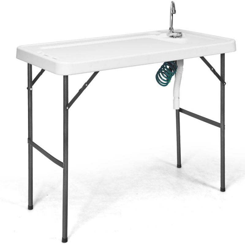 Professional title: ```Portable Camping Table with Folding Sink Faucet and Sprayer```