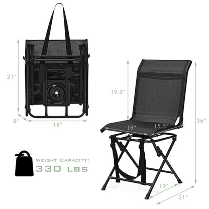 Professional title: "Outdoor Foldable Swivel Chair with Iron Frame - Black, All-Weather Resistant"