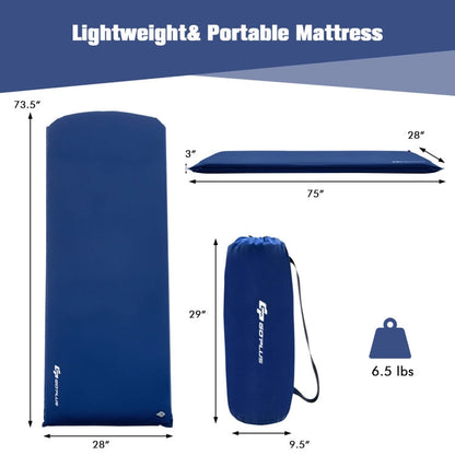 Professional title: "Portable Lightweight Self-Inflating Folding Foam Sleeping Cot with Storage Bag in Green"