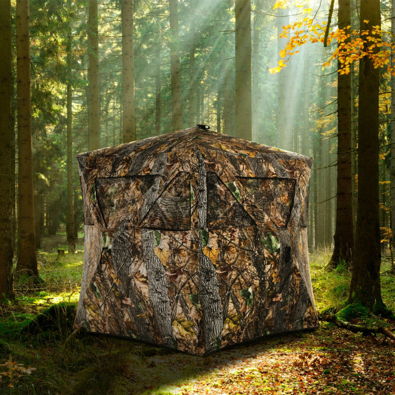 Professional title: "3-Person Portable Ground Hunting Blind with Secure Tie-Downs"