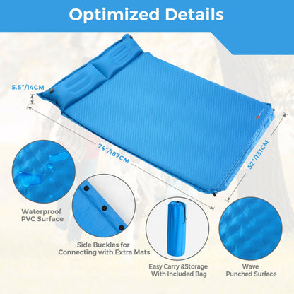 Professional title: "Self-Inflating Camping Outdoor Sleeping Mat with Pillows and Storage Bag"