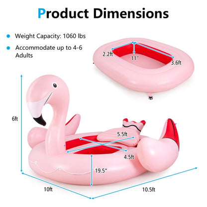 Professional title: "Inflatable Flamingo Floating Island for 6 People with Cup Holders, Ideal for Pool and River Use"