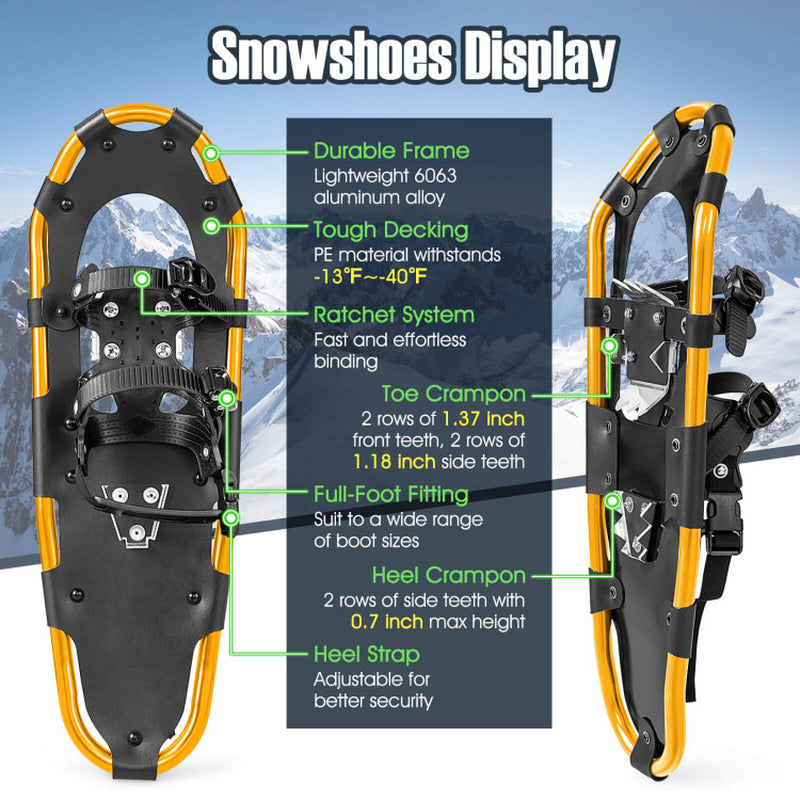 Professional title: "21-Inch Lightweight Terrain Snowshoes with 4-in-1 Flexible Pivot System"