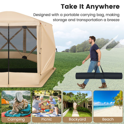 Professional title: "Portable 11.5 X 11.5 FT Green Pop-Up Screen House Tent with Carrying Bag"