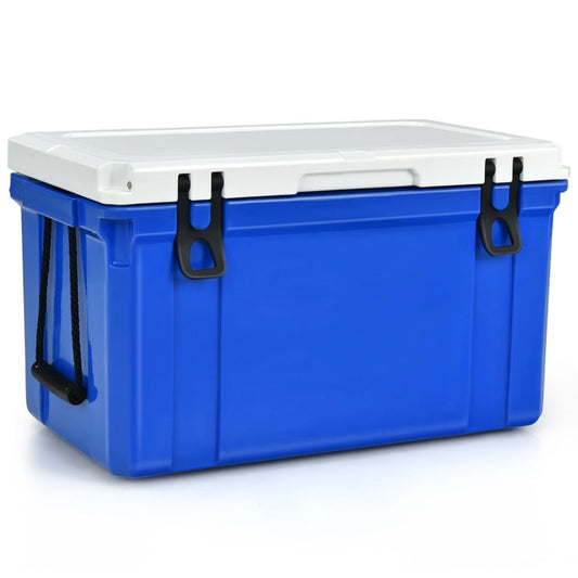 Professional title: "58 Quart Portable Cooler Ice Box with Leak-Proof Design in Blue for Camping"