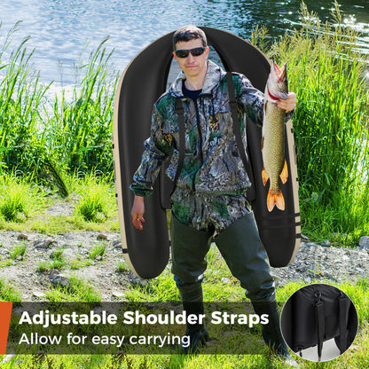 Professional title: ```Adjustable Strap Inflatable Fishing Float with Storage Pockets```