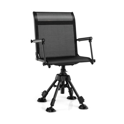 Professional title: "Adjustable Leg Folding Swivel Patio Chair in Black"