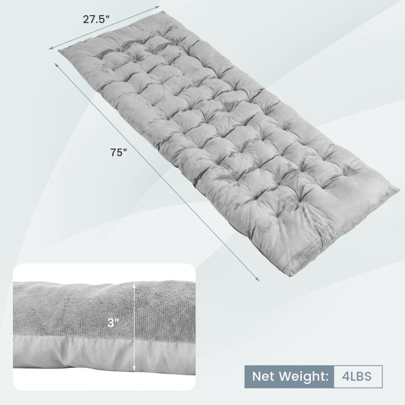 Professional title: ```Gray Camping Cot Pads, 75 X 27.5 Inches, Soft and Breathable Crystal Velvet```