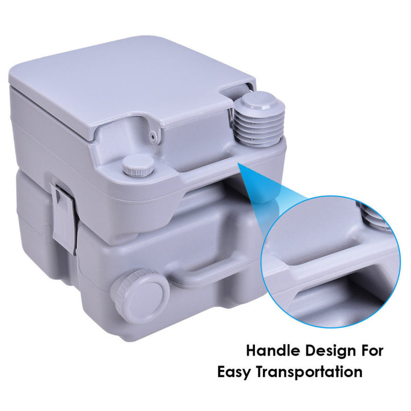 Professional title: "5.3 Gallon Portable Toilet with Waste Tank and Rotating Spout in Gray Color"