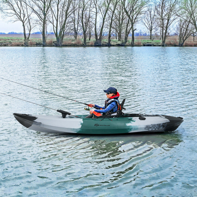 Professional title: ```Sit-On-Top Fishing Kayak Boat with Rod Holders and Paddle - Gray```