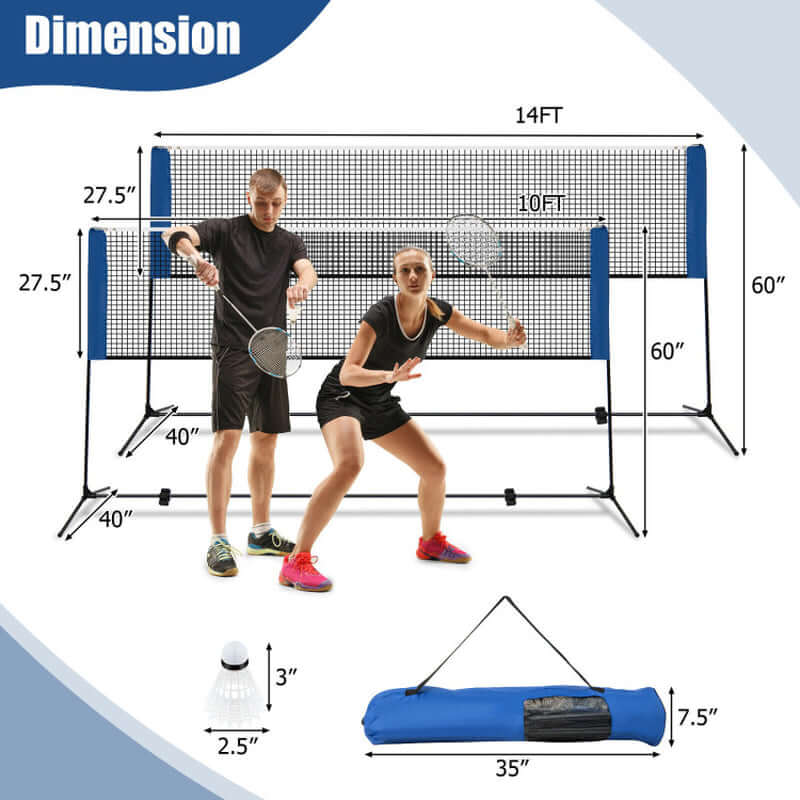 10/14 Feet Adjustable Badminton Net Stand with Portable Carry Bag