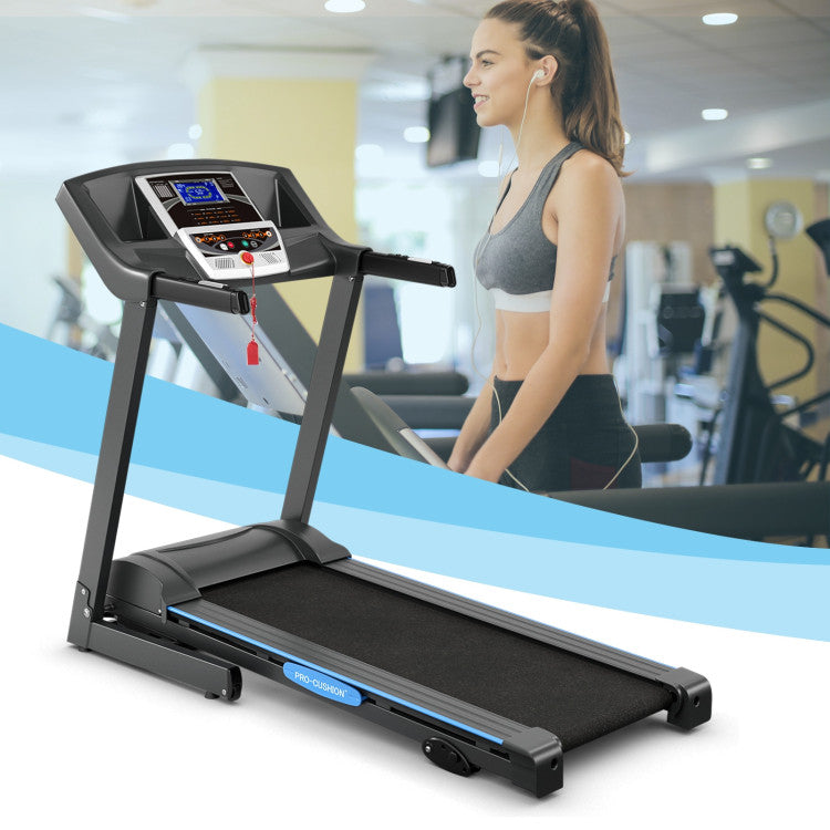 Foldable Electric Treadmill with 2.25 HP Motor and LCD Display