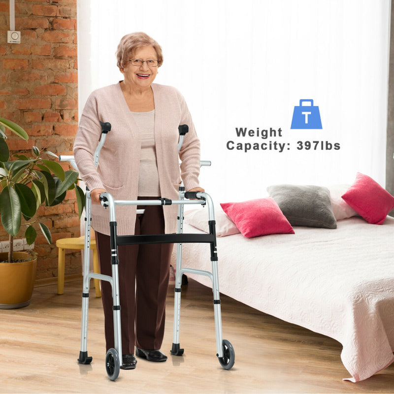 Collapsible Rehabilitation Walker with 5-Inch Wheels