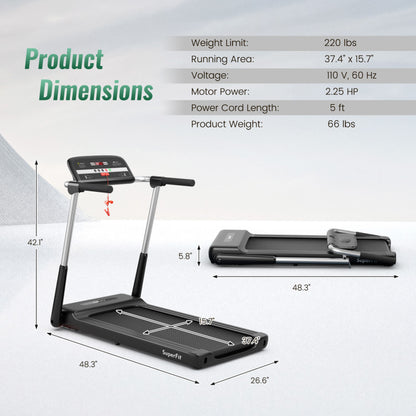 2.25 HP Foldable Treadmill with APP Control and LED Display