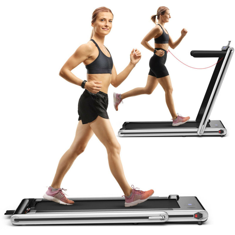 2-In-1 Folding Treadmill with Dual LED Display-Navy