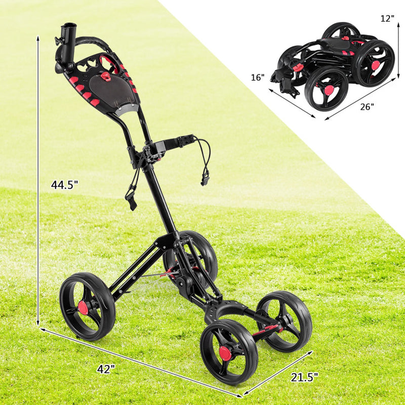 4 Wheel Folding Golf Pull Push Cart Trolley