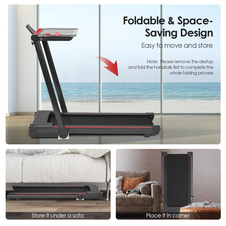 Versatile Folding Treadmill with Large Work Surface and Integrated LCD Display