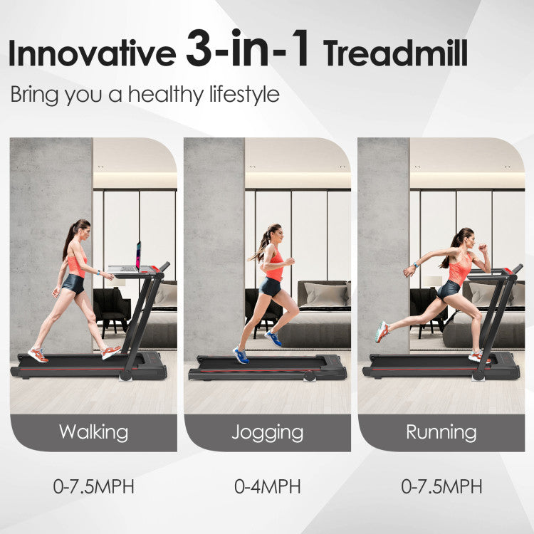 Versatile Folding Treadmill with Large Work Surface and Integrated LCD Display