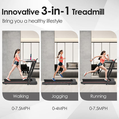 Versatile Folding Treadmill with Large Work Surface and Integrated LCD Display