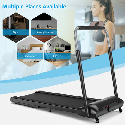 Compact Folding Treadmill with Touch Screen APP Control-Black