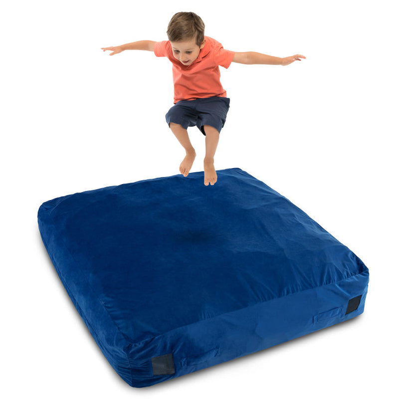 57 X 57 Inch Crash Pad Sensory Mat with Foam Blocks and Washable Velvet Cover