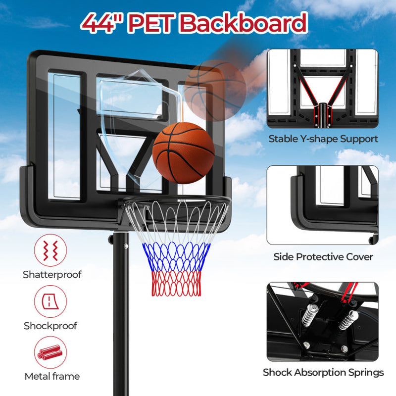 Portable Basketball Hoop with 9-Position Adjustable Height