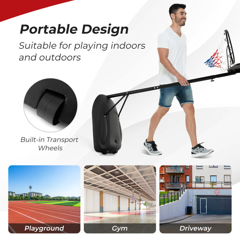 5.5 to 7.5 FT Adjustable Portable Basketball Hoop System with Anti-Rust Stand and Wheels