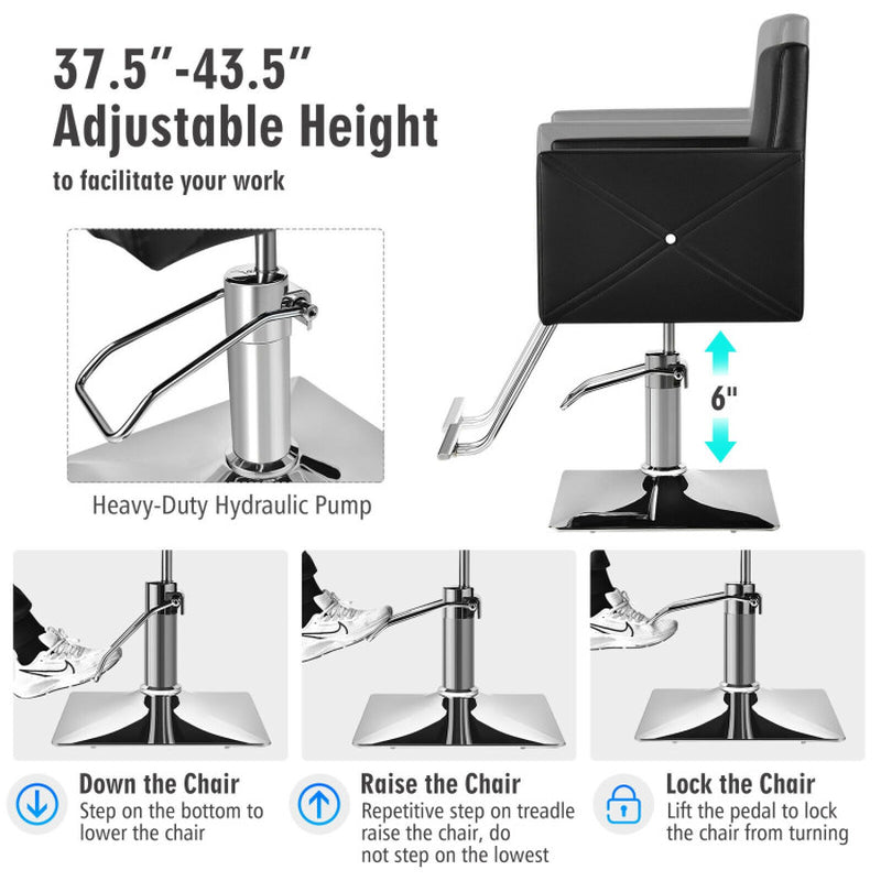 Professional Salon Chair with Adjustable Swivel Hydraulic in Black