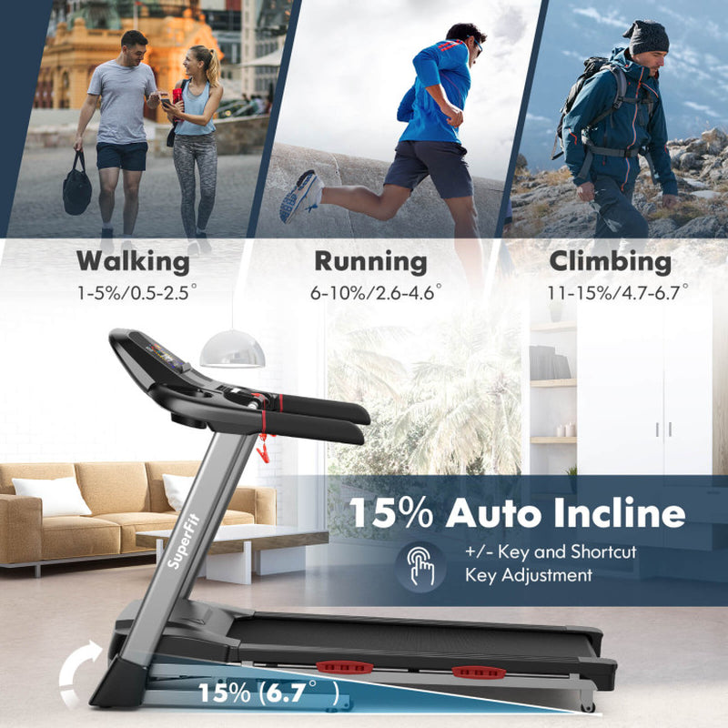 4.75 HP Folding Treadmill with Auto Incline and 20 Preset Programs-Black