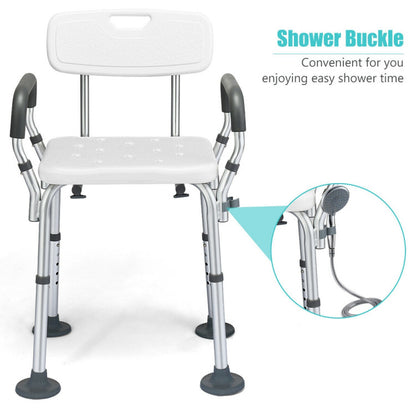 Spa Bathtub Shower Chair with Detachable Armrests and Back Support