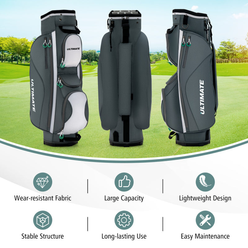 14 Dividers Golf Cart Bag with 7 Zippered Pocket