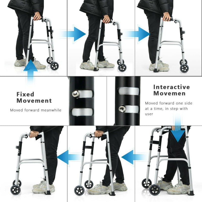 Collapsible Rehabilitation Walker with 5-Inch Wheels