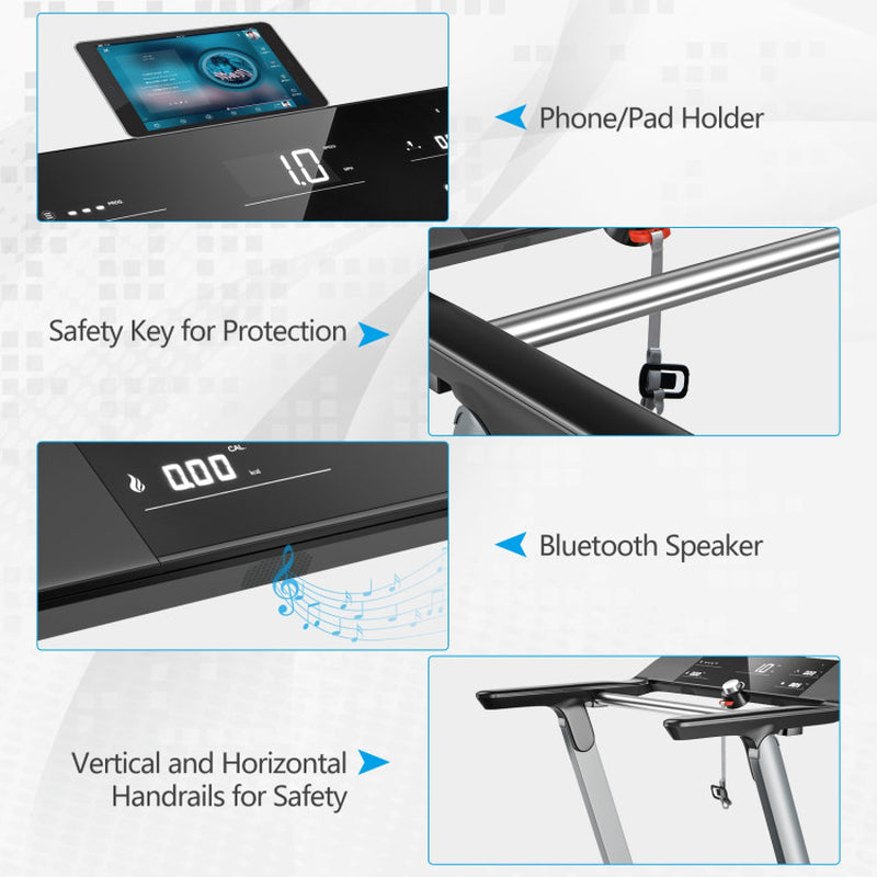 Italian Designed Folding Treadmill with Heart Rate Belt and Fatigue Button