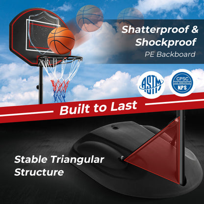 5.5 to 7.5 FT Adjustable Portable Basketball Hoop System with Anti-Rust Stand and Wheels