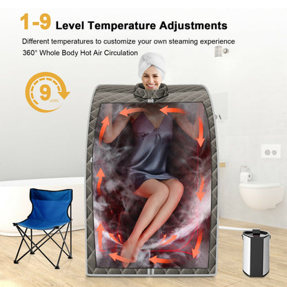 Portable Personal Steam Sauna Spa with 3L Steamer Chair in Gray