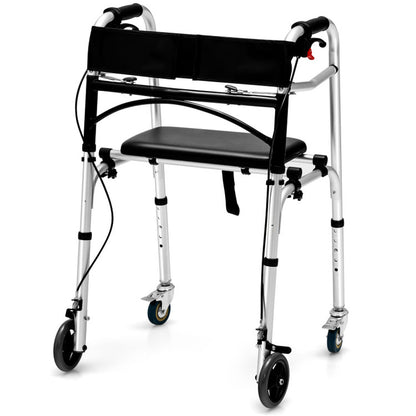 Aluminum Walker with Height Adjustment, Rolling Wheels, and Brakes