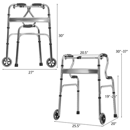 Blue Aluminum Heavy-Duty Folding Stand-Assist Walker with Wheels