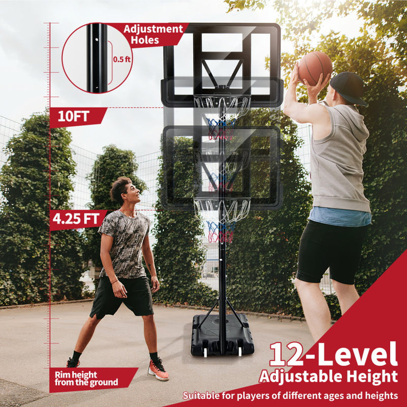 Adjustable Portable Basketball Hoop Stand with Shatterproof Backboard Wheels