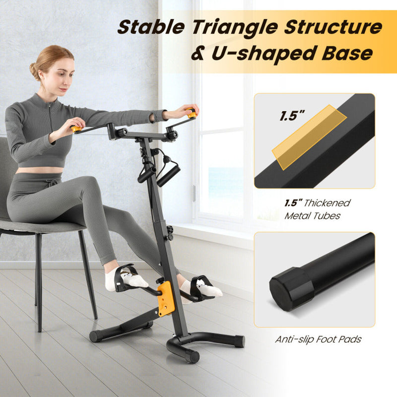 Folding Pedal Exercise Bike with Adjustable Resistance-Yellow