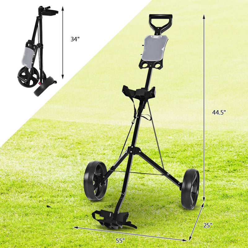 Folding 2 Wheels Push Pull Golf Cart Trolley with Scoreboard