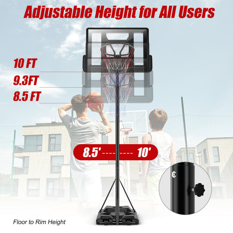 Height Adjustable Portable Shatterproof Backboard Basketball Hoop with 2 Nets