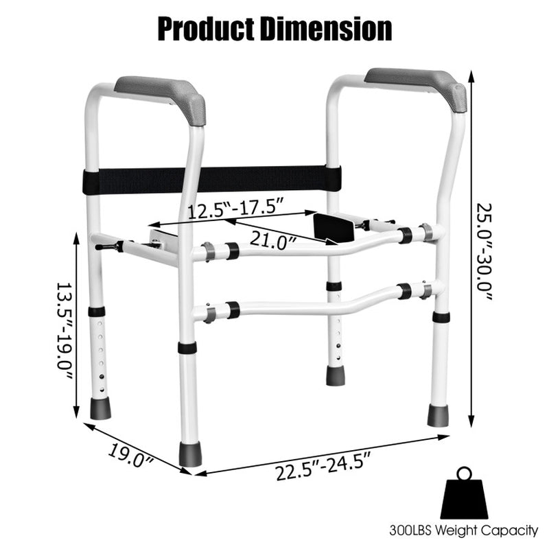 Sturdy Steel Toilet Safety Rail with Adjustable Clamp