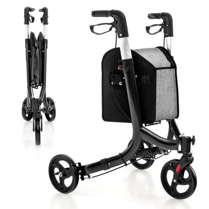 Blue 3-Wheel Rolling Walker with Adjustable Handle