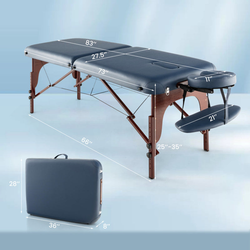 Navy Portable Folding Massage Table with Carrying Case