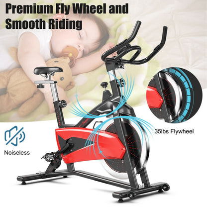 Magnetic Exercise Bike Fitness Cycling Bike with 35Lbs Flywheel for Home and Gym-Black & Red