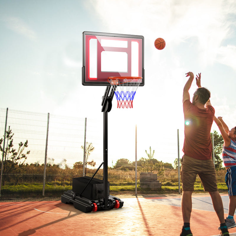 4.25-10 Feet Adjustable Basketball Hoop System with 44 Inch Backboard