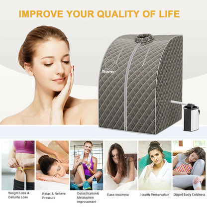 Portable Personal Steam Sauna Spa with 3L Steamer Chair in Gray