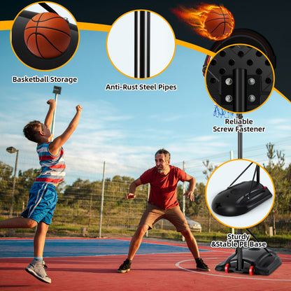 Portable Basketball Hoop Stand with Wheels and 2 Nets