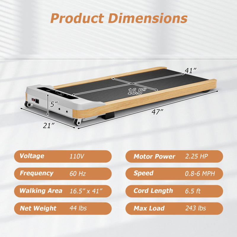 Under Desk Treadmill with Remote Control and LED Display for Home Office